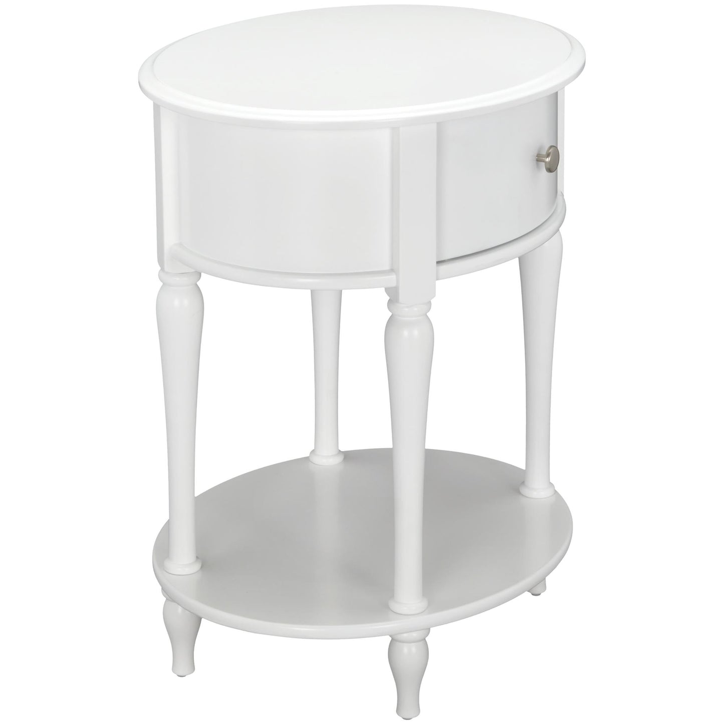 Rowan Valley Laren Oval 1 Drawer Nightstand with Wood Legs - White