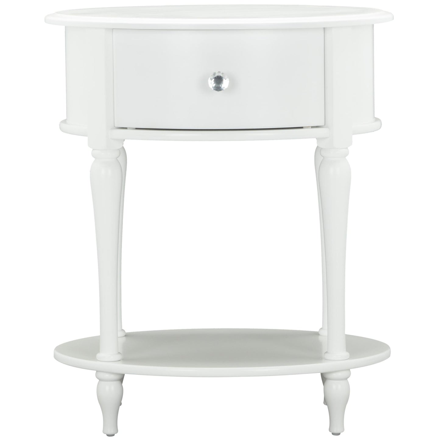 Rowan Valley Laren Oval 1 Drawer Nightstand with Wood Legs - White