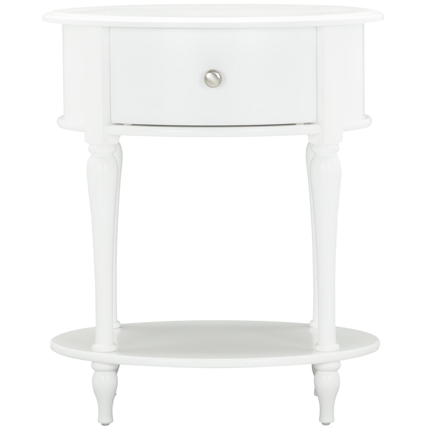 Rowan Valley Laren Oval 1 Drawer Nightstand with Wood Legs - White
