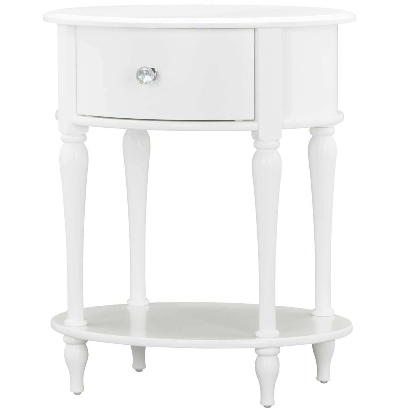 Rowan Valley Laren Oval 1 Drawer Nightstand with Wood Legs - White