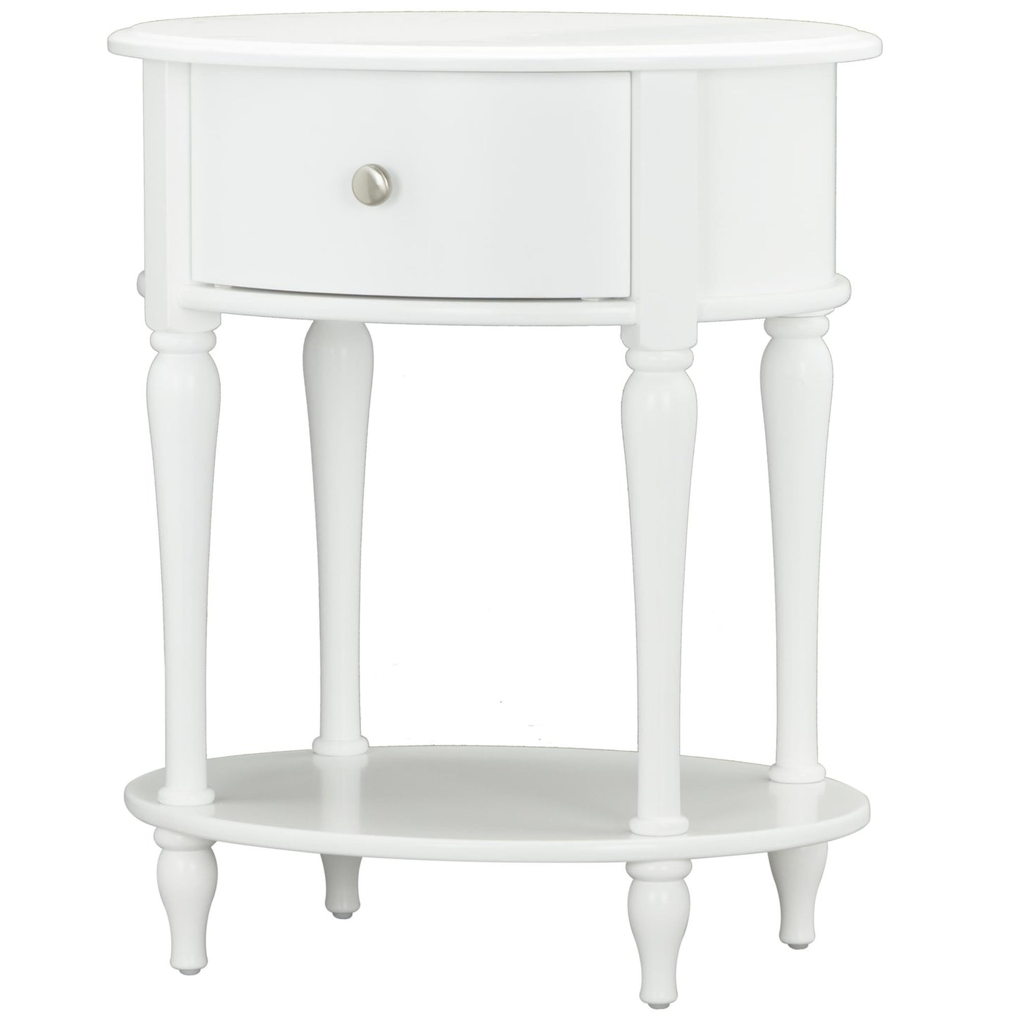 Rowan Valley Laren Oval 1 Drawer Nightstand with Wood Legs - White