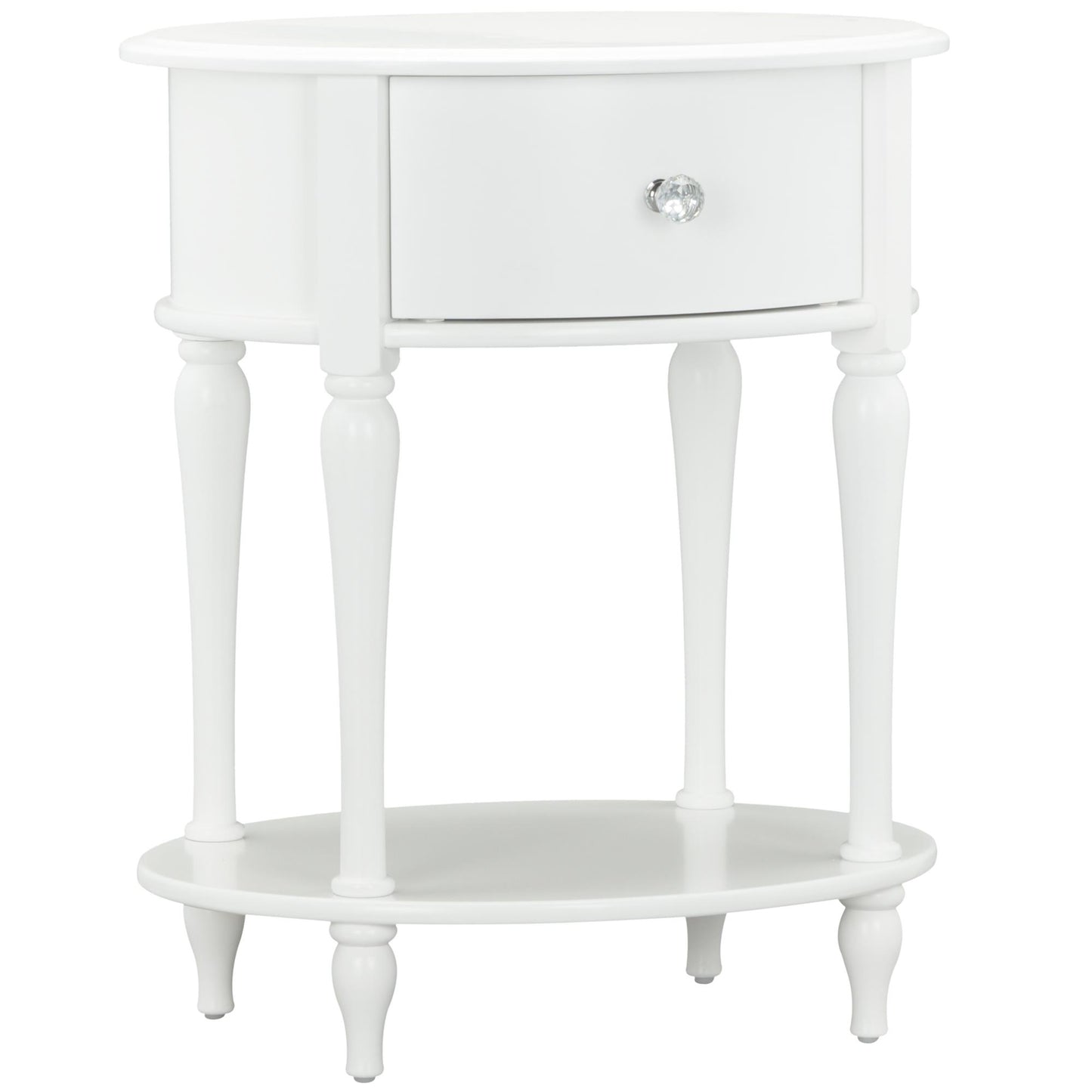 Rowan Valley Laren Oval 1 Drawer Nightstand with Wood Legs - White