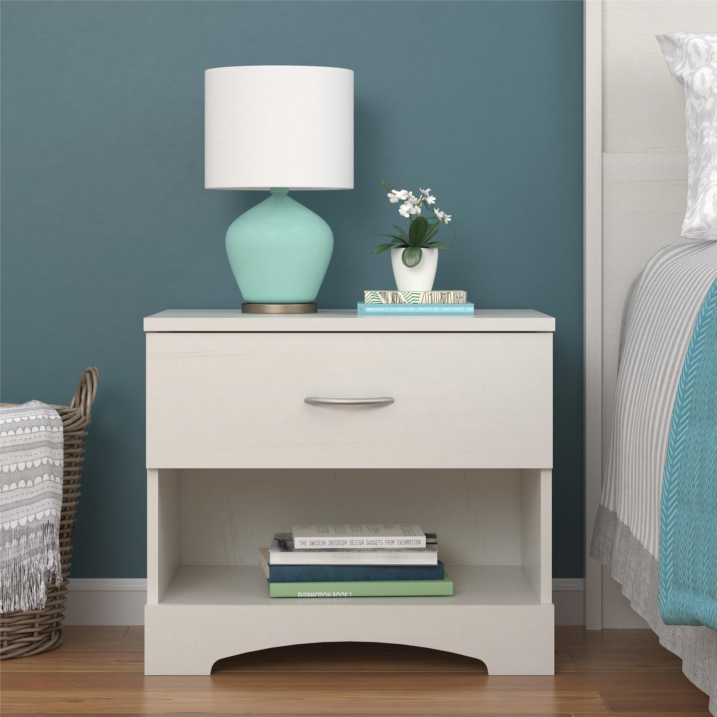 Crescent Point Nightstand, Vintage White - Vintage White