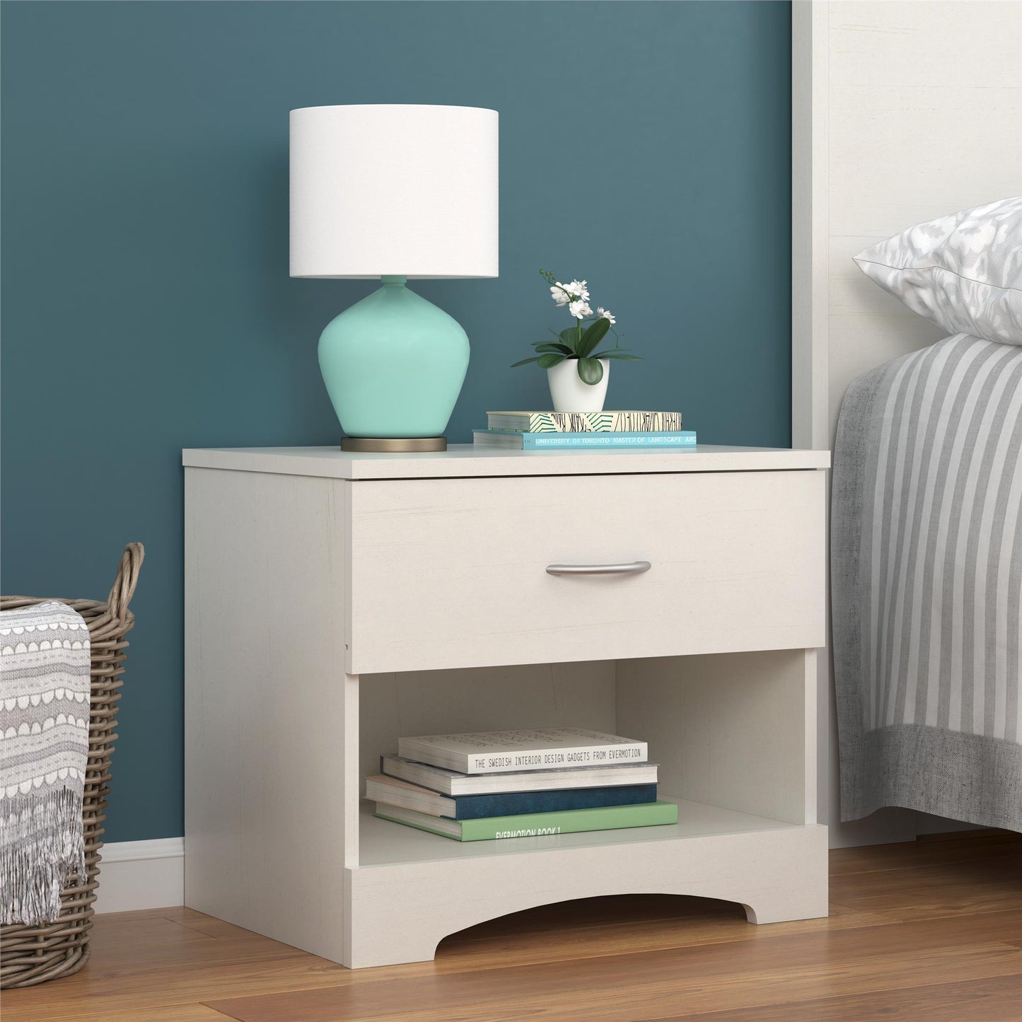 Crescent Point Nightstand, Vintage White - Vintage White
