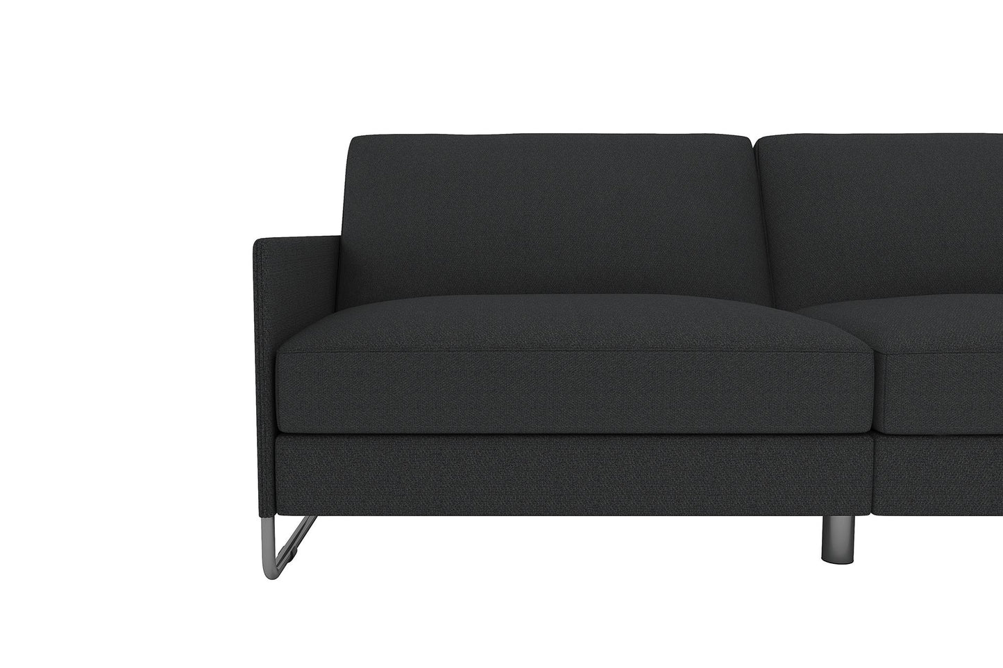 Pembroke Convertible Futon with Armrests and Metal Sleigh Legs - Grey Linen
