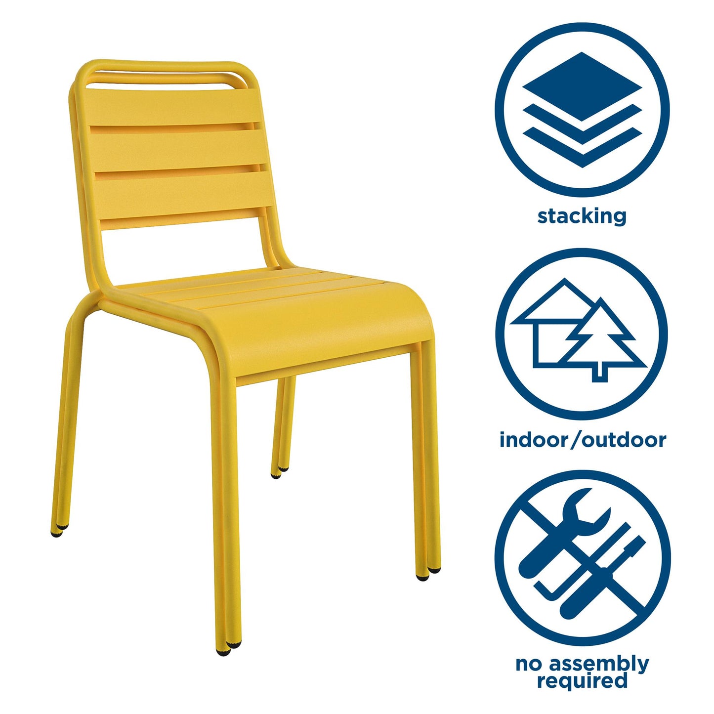 Poolside Gossip June Outdoor/Indoor Stacking Dining Chairs Set - Yellow - 2-Pack