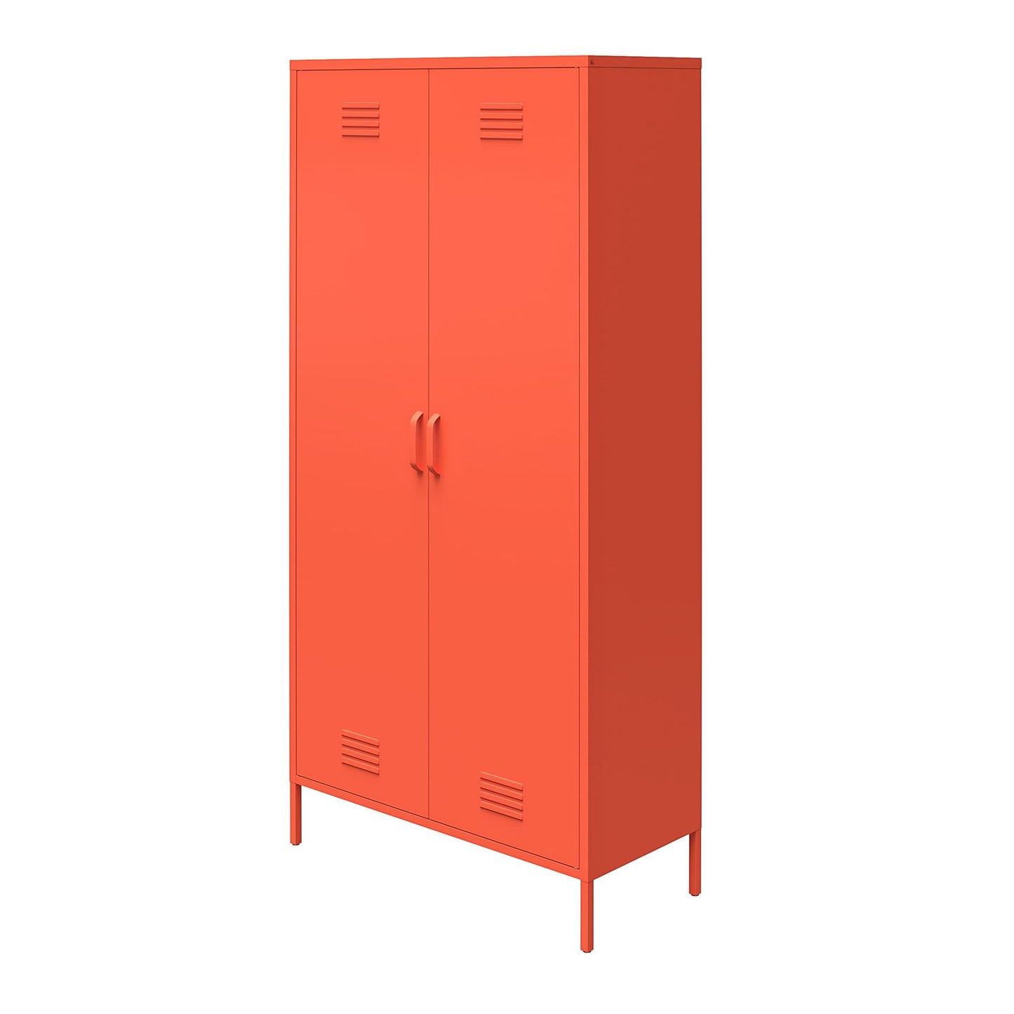 Cache 2 Door Tall Metal Locker Style Storage Cabinet, Orange - Orange