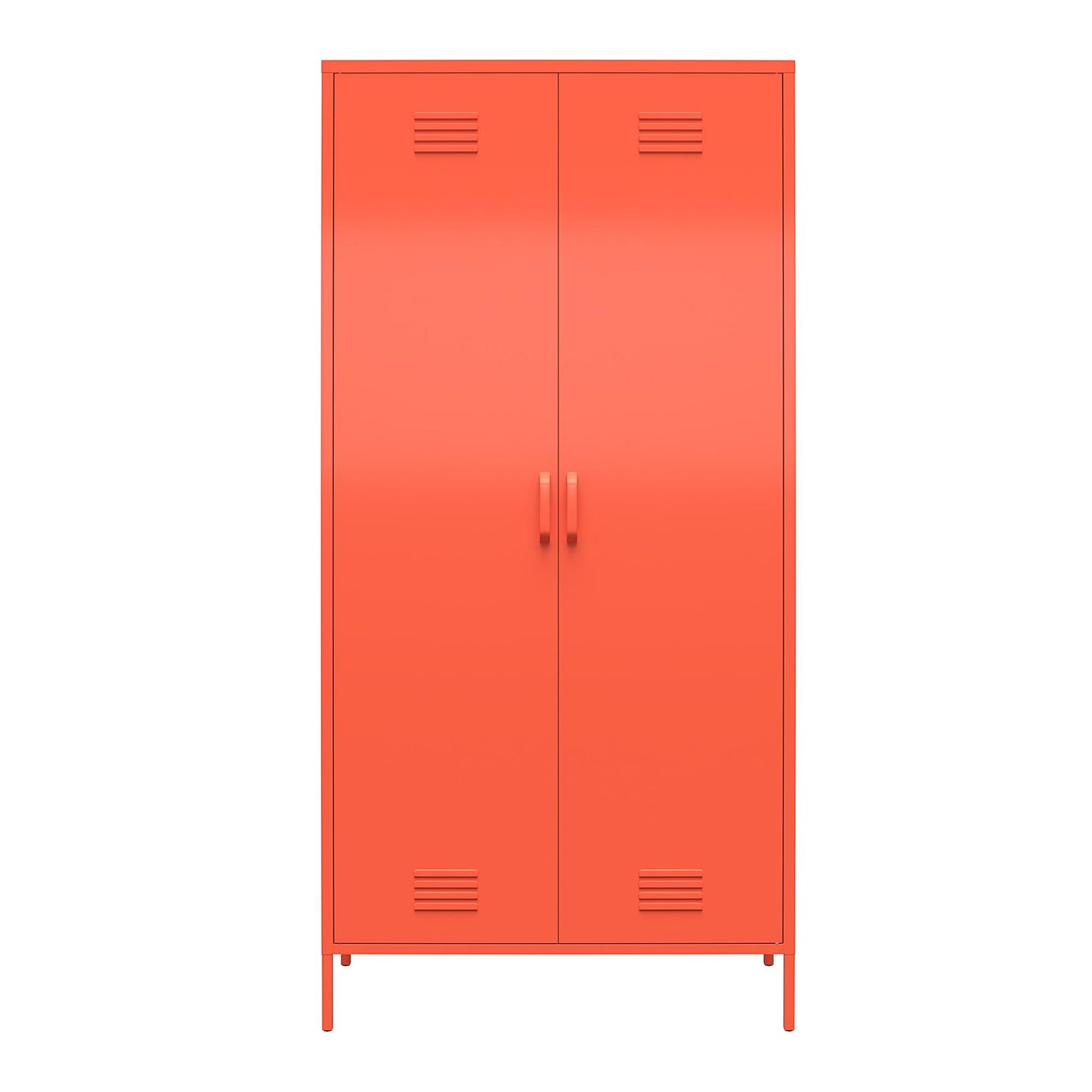 Cache 2 Door Tall Metal Locker Style Storage Cabinet, Orange - Orange