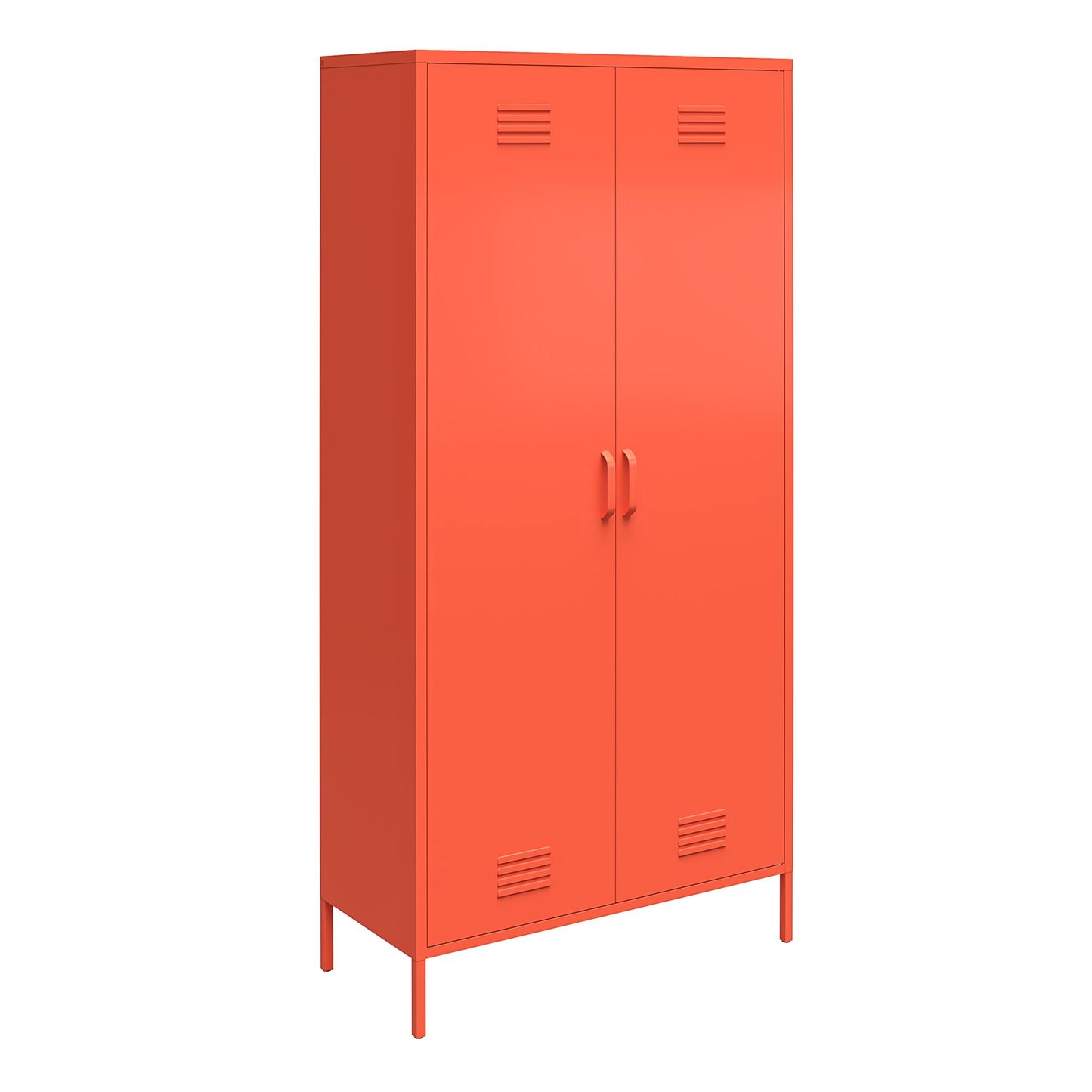 Cache 2 Door Tall Metal Locker Style Storage Cabinet, Orange - Orange