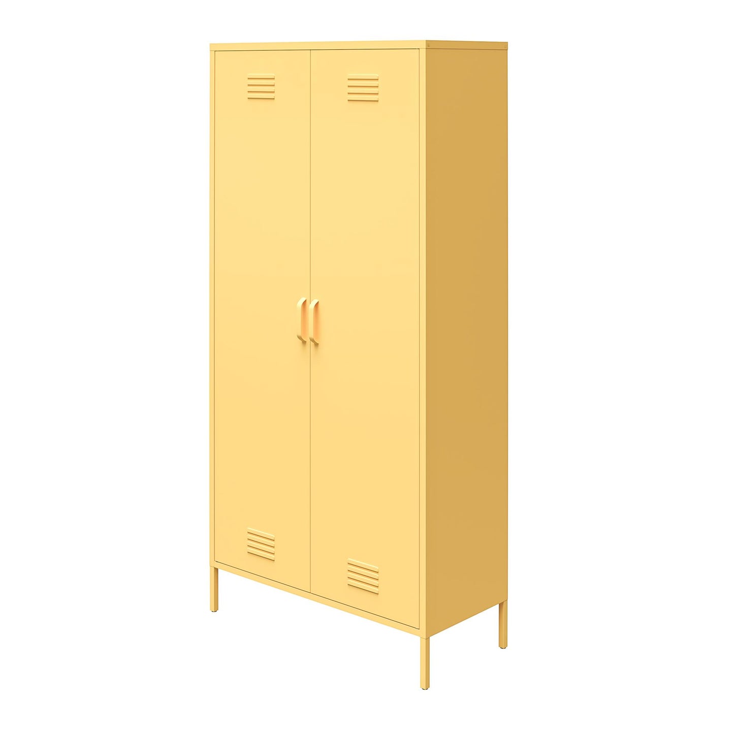 Cache 2 Door Tall Metal Locker Style Storage Cabinet, Yellow - Yellow