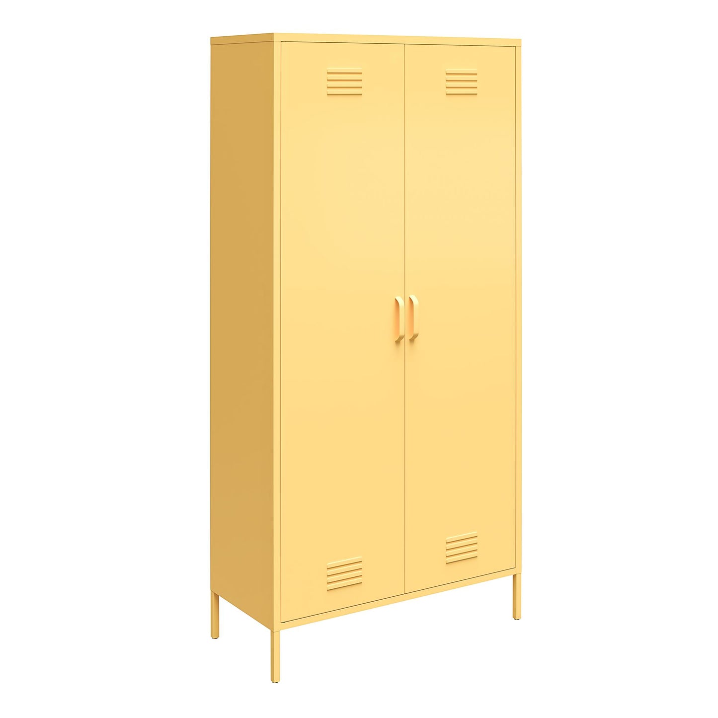 Cache 2 Door Tall Metal Locker Style Storage Cabinet, Yellow - Yellow