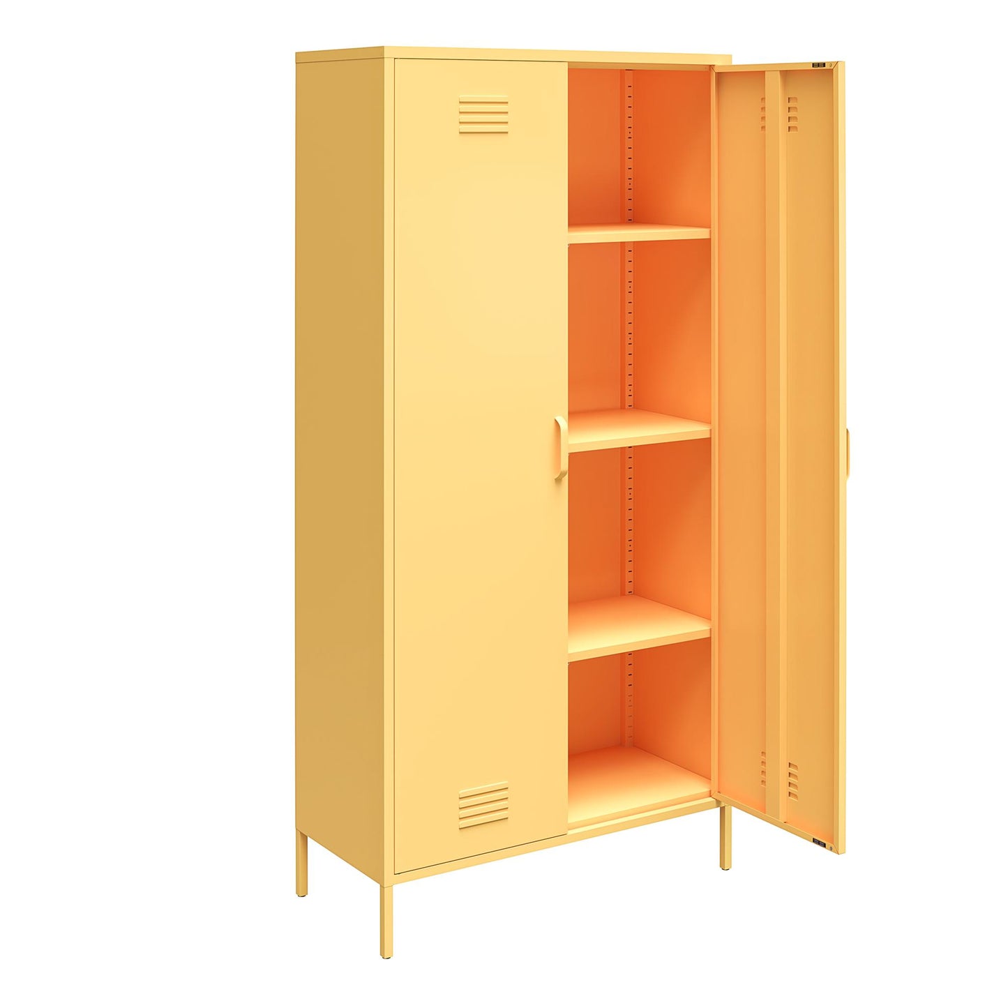 Cache 2 Door Tall Metal Locker Style Storage Cabinet, Yellow - Yellow