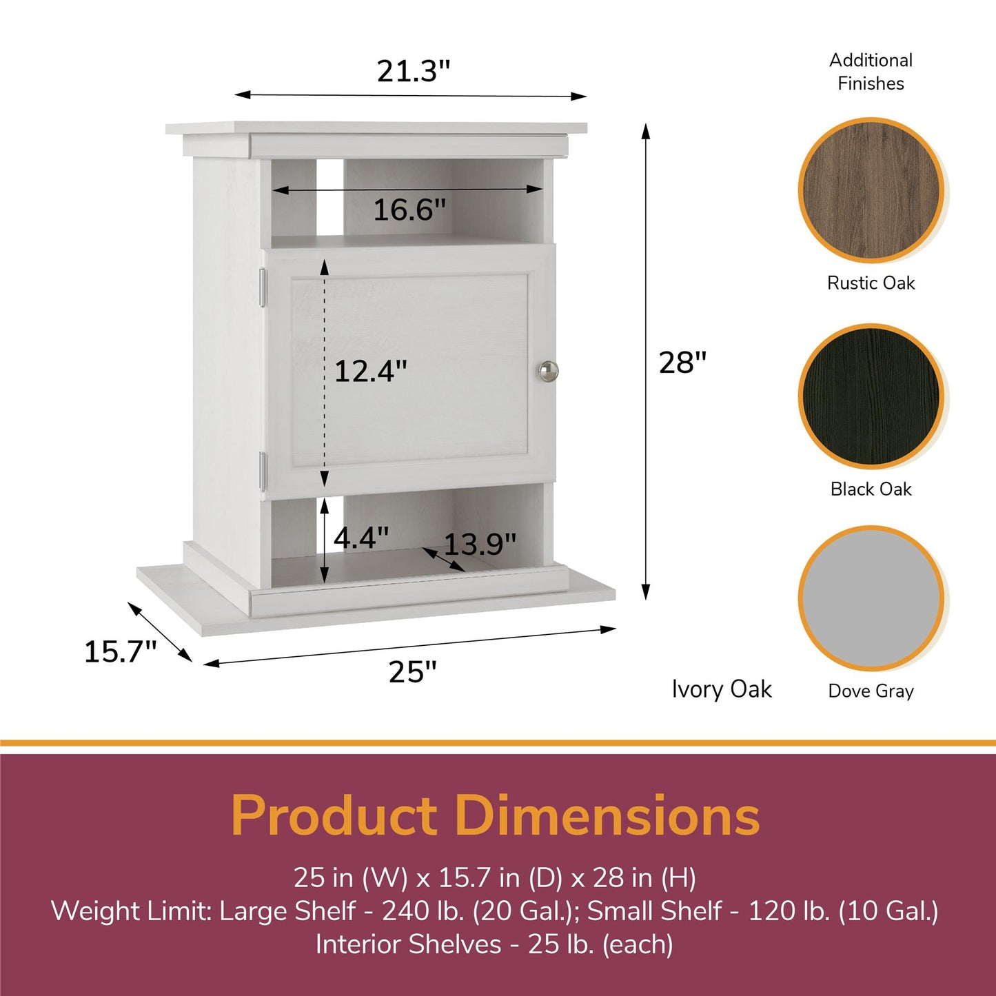 10/20 Gallon Aquarium Stand with Open and Concealed Storage - Dove Gray