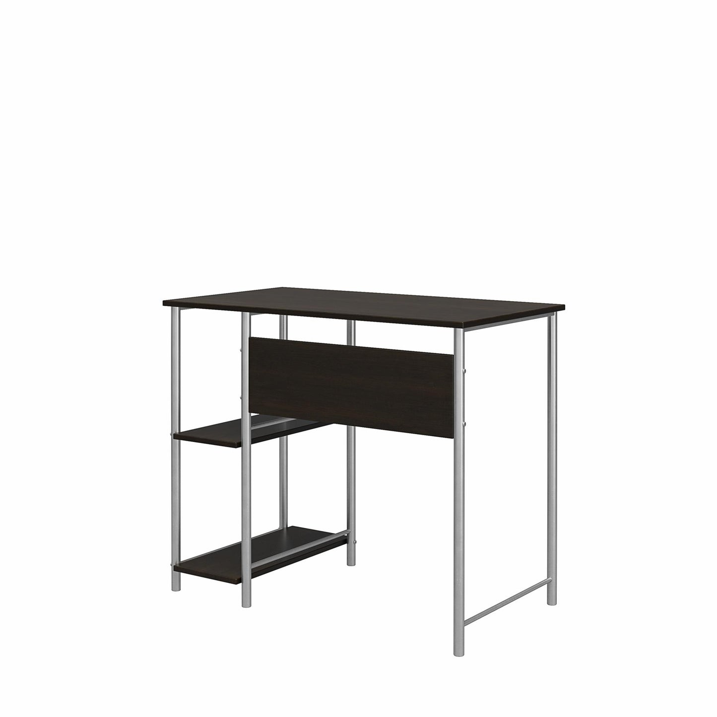 Meridian Metal Student Computer Desk With 2 Side Storage Shelves - Espresso