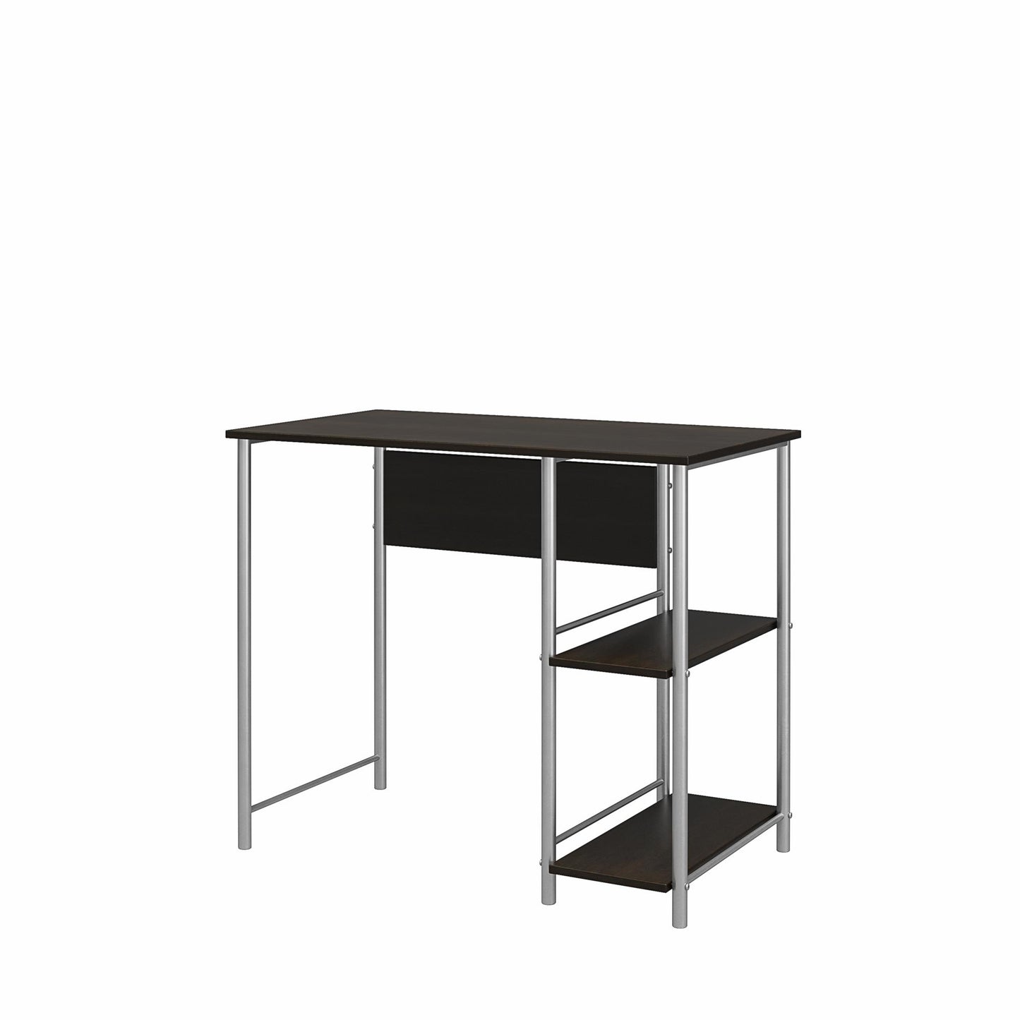 Meridian Metal Student Computer Desk With 2 Side Storage Shelves - Espresso