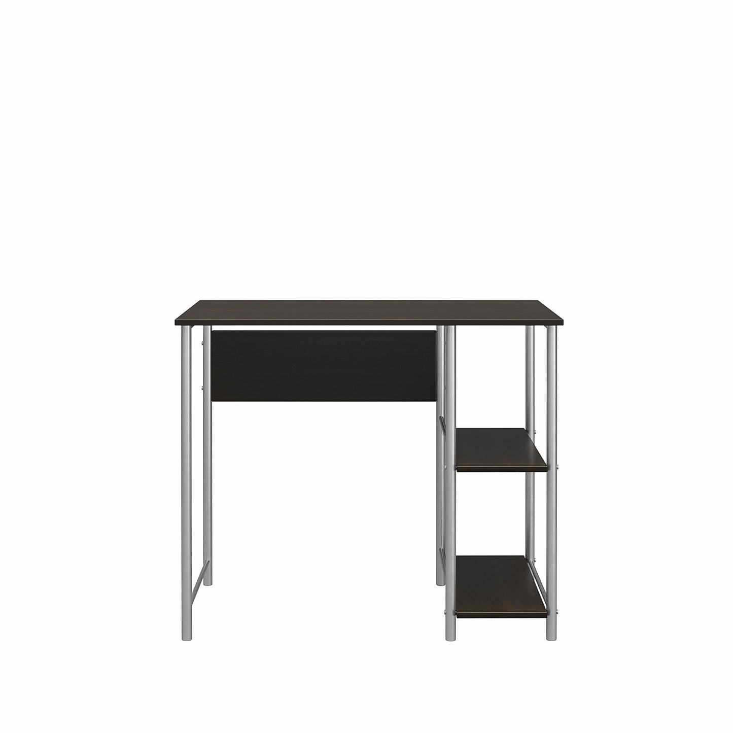 Meridian Metal Student Computer Desk With 2 Side Storage Shelves - Espresso