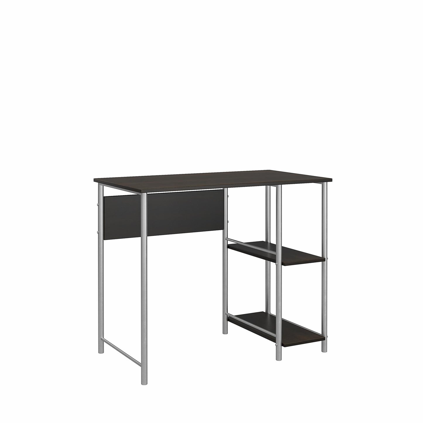 Meridian Metal Student Computer Desk With 2 Side Storage Shelves - Espresso