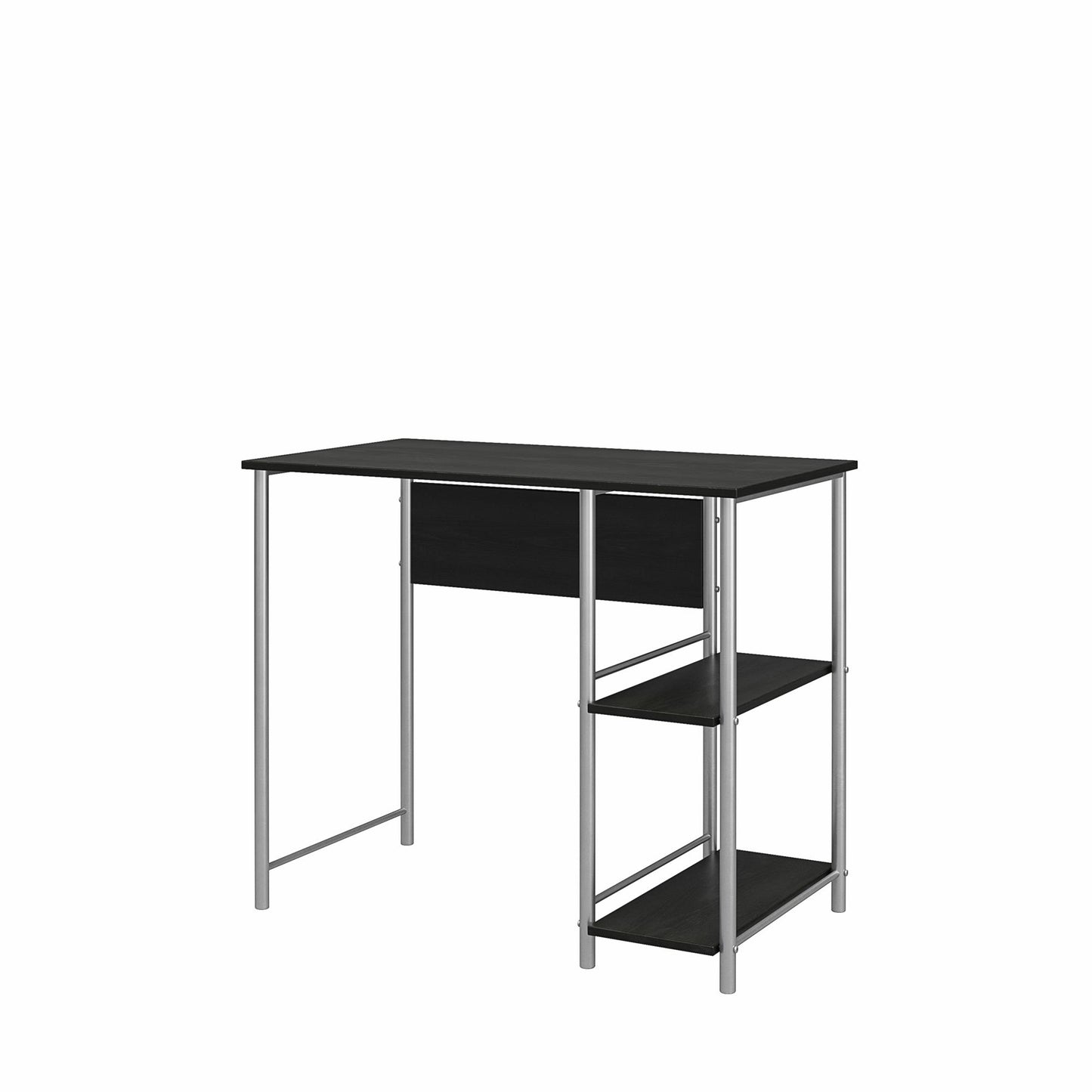 Meridian Metal Student Computer Desk With 2 Side Storage Shelves - Black