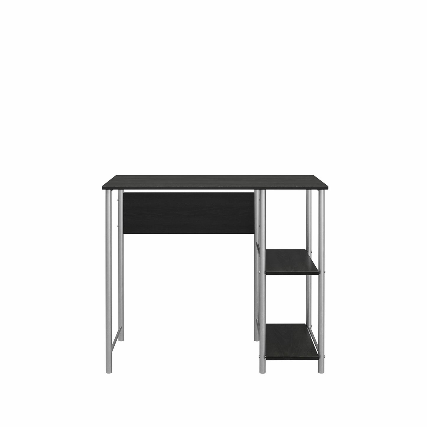 Meridian Metal Student Computer Desk With 2 Side Storage Shelves - Black