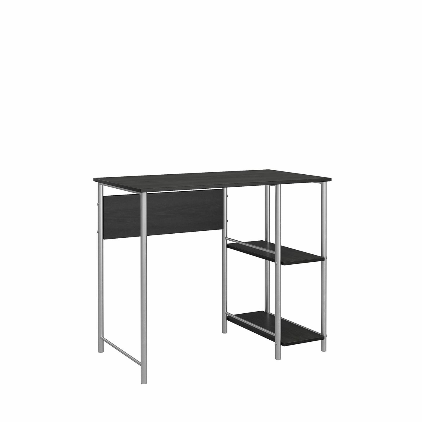 Meridian Metal Student Computer Desk With 2 Side Storage Shelves - Black