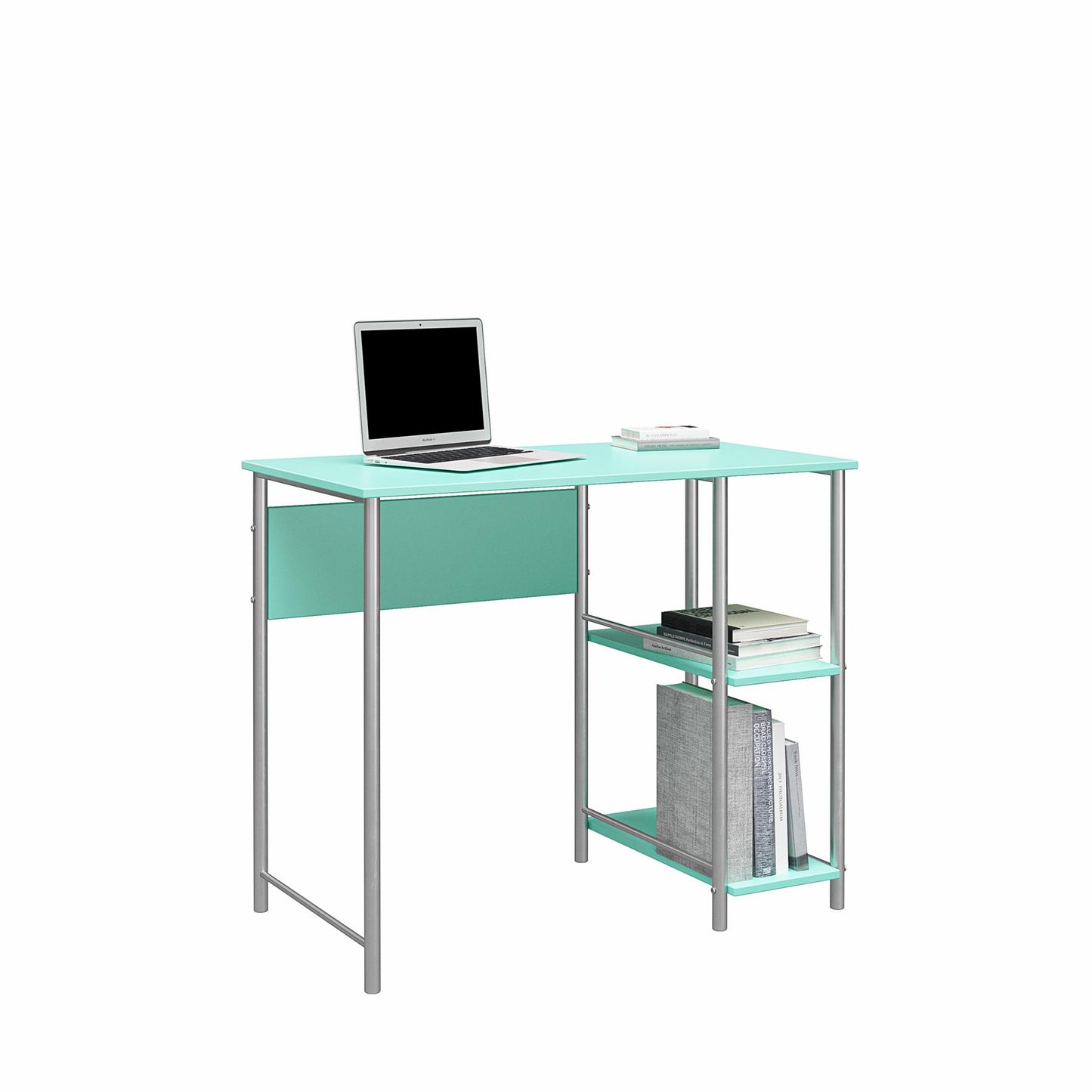 Meridian Metal Student Computer Desk With 2 Side Storage Shelves - Spearmint