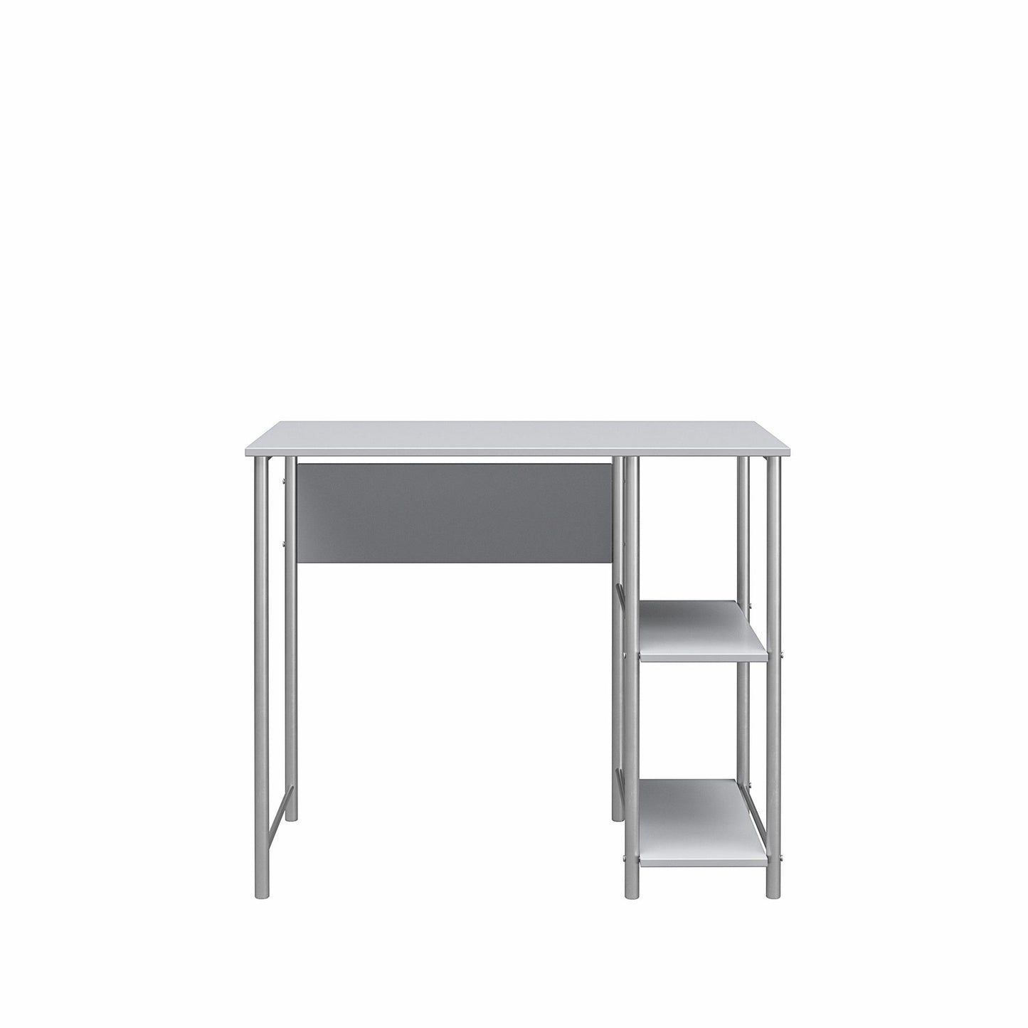 Meridian Metal Student Computer Desk With 2 Side Storage Shelves - Gray