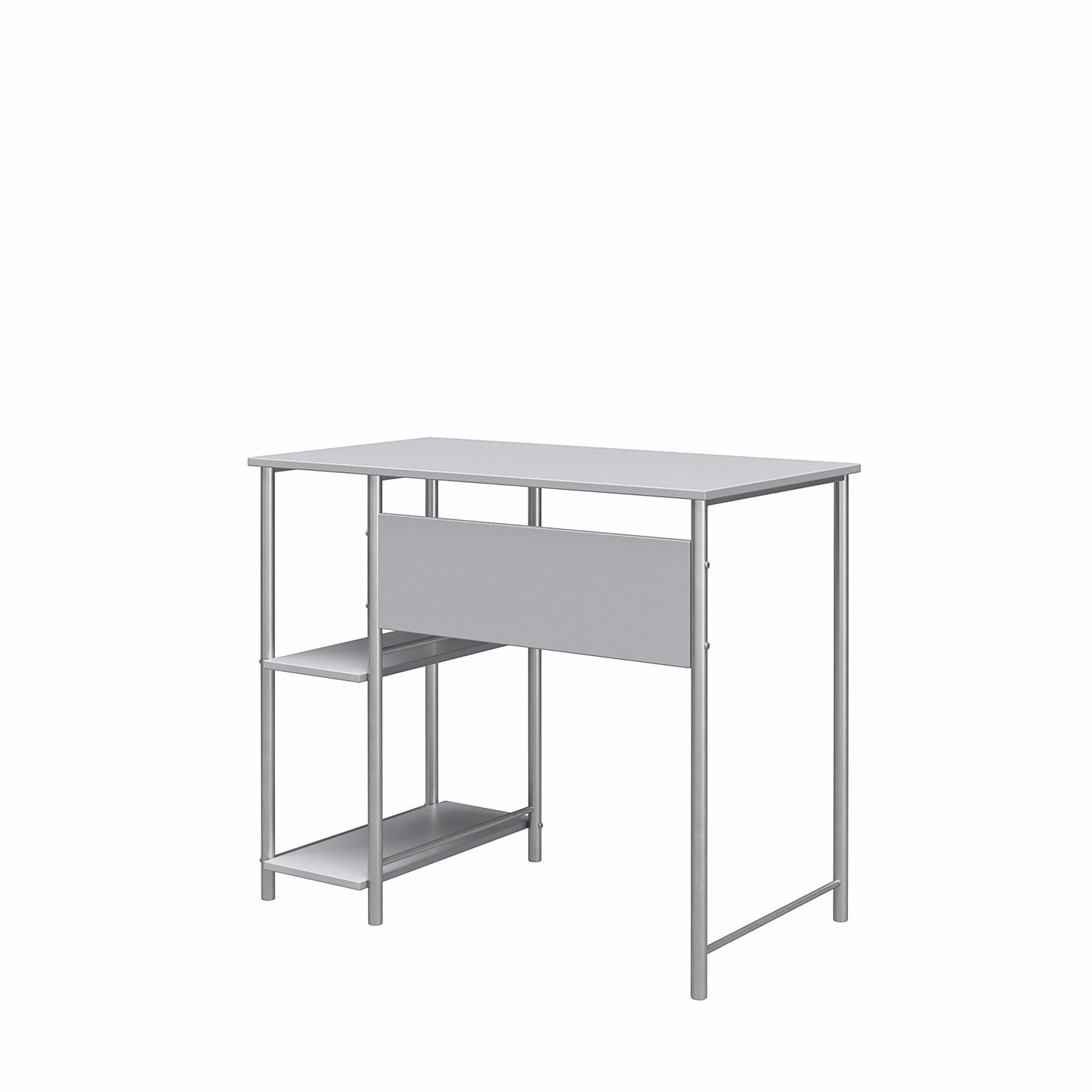 Meridian Metal Student Computer Desk With 2 Side Storage Shelves - Gray