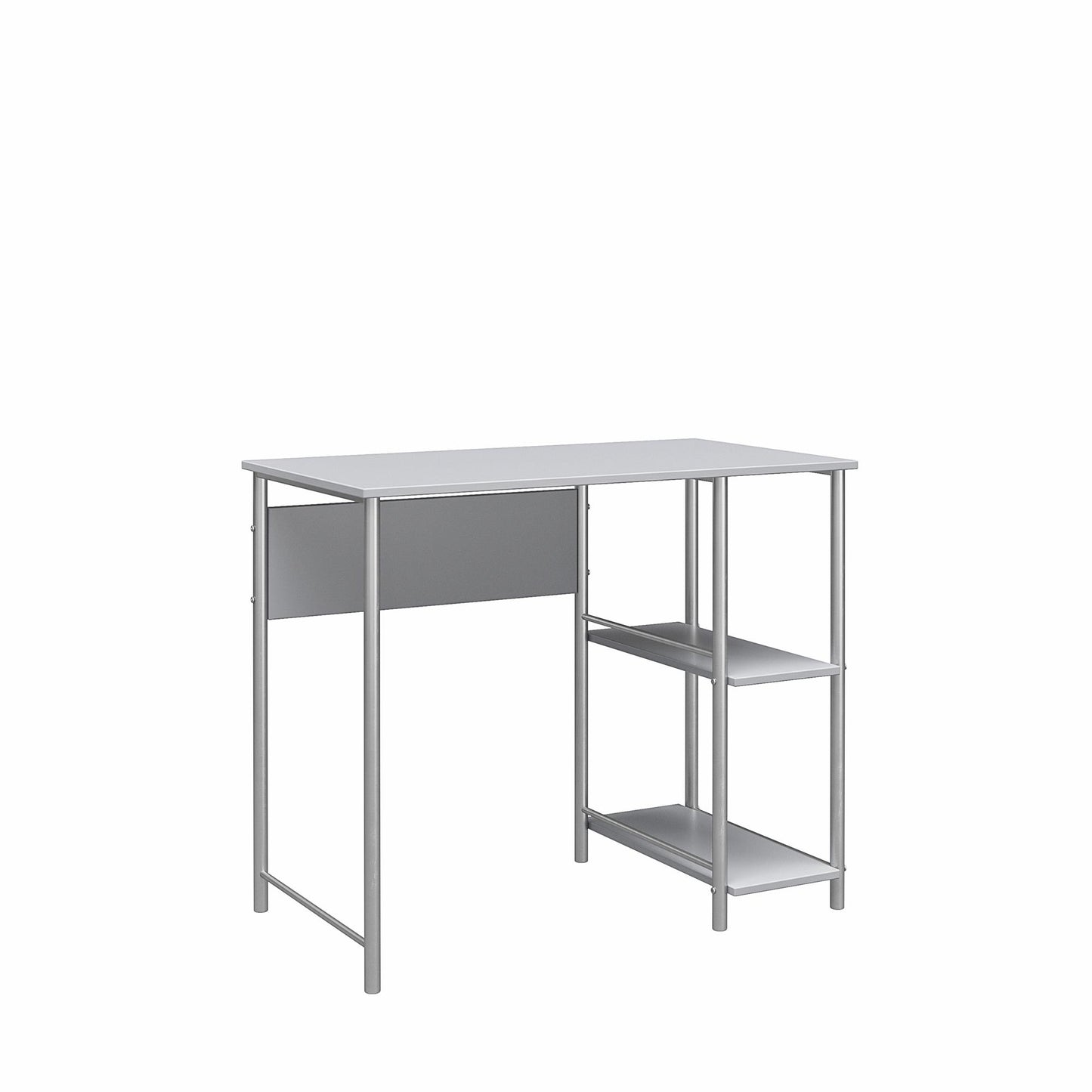 Meridian Metal Student Computer Desk With 2 Side Storage Shelves - Gray