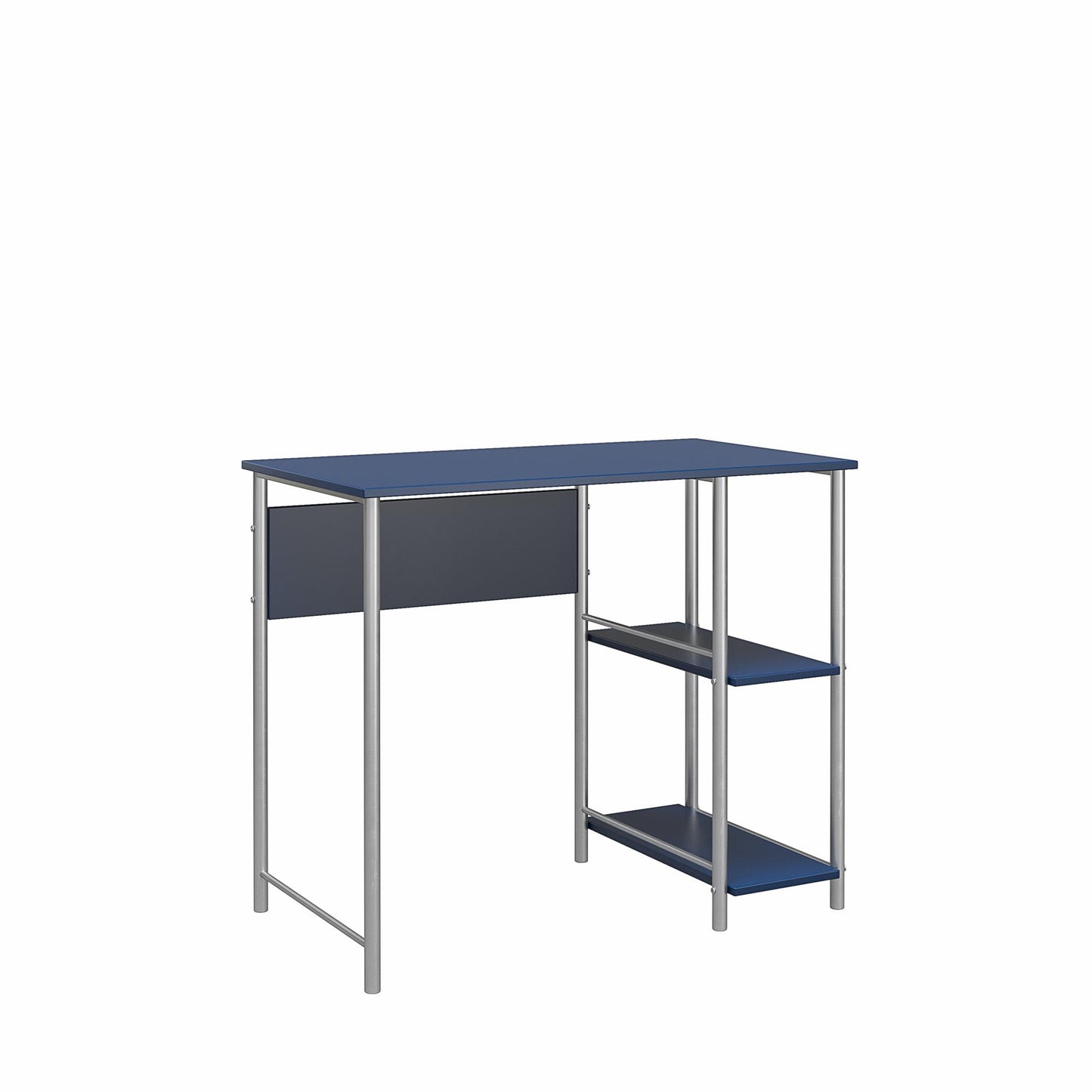 Meridian Metal Student Computer Desk With 2 Side Storage Shelves - Blue