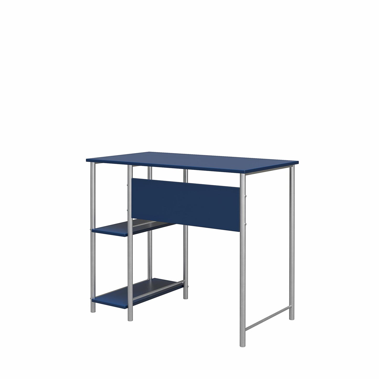 Meridian Metal Student Computer Desk With 2 Side Storage Shelves - Blue