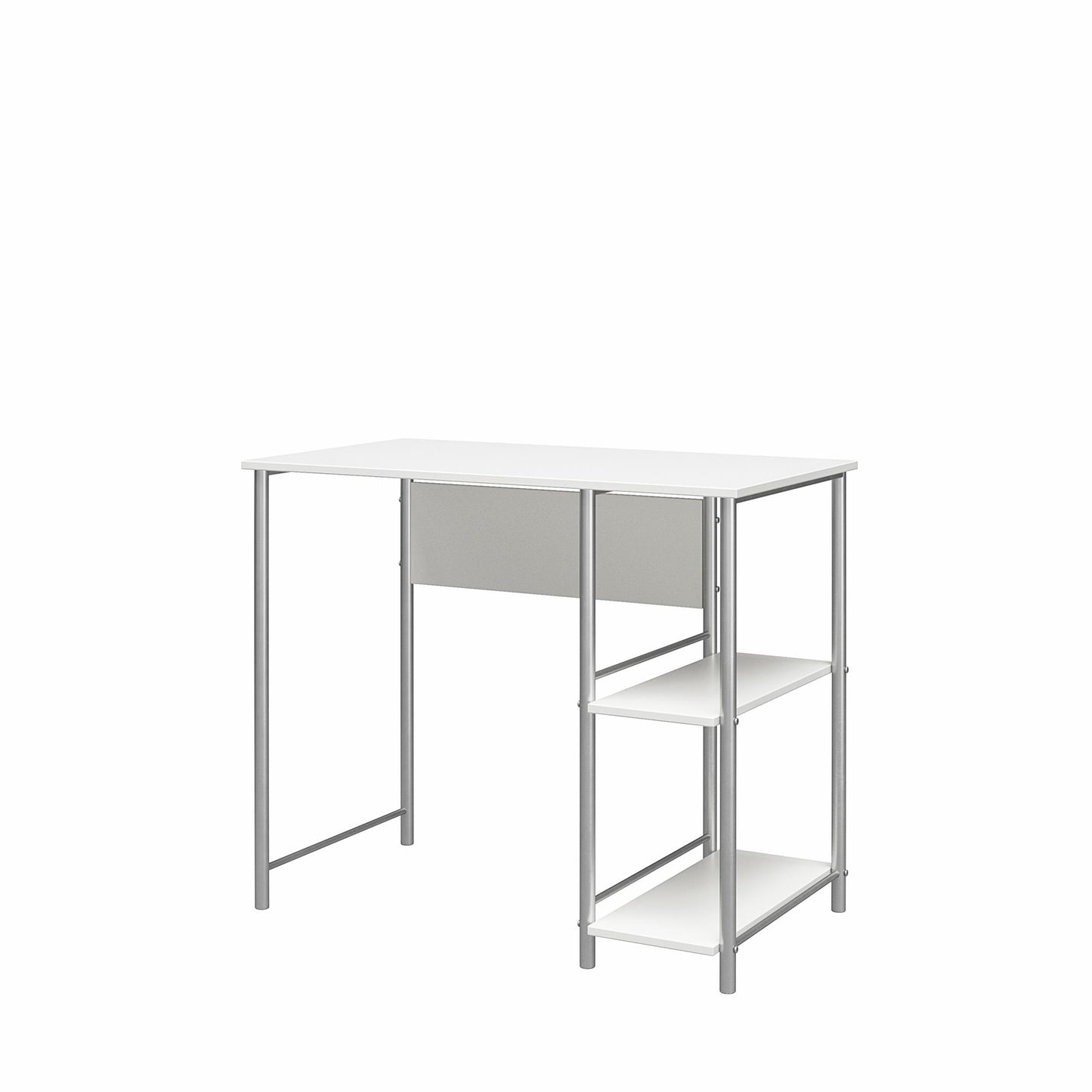 Meridian Metal Student Computer Desk With 2 Side Storage Shelves - White