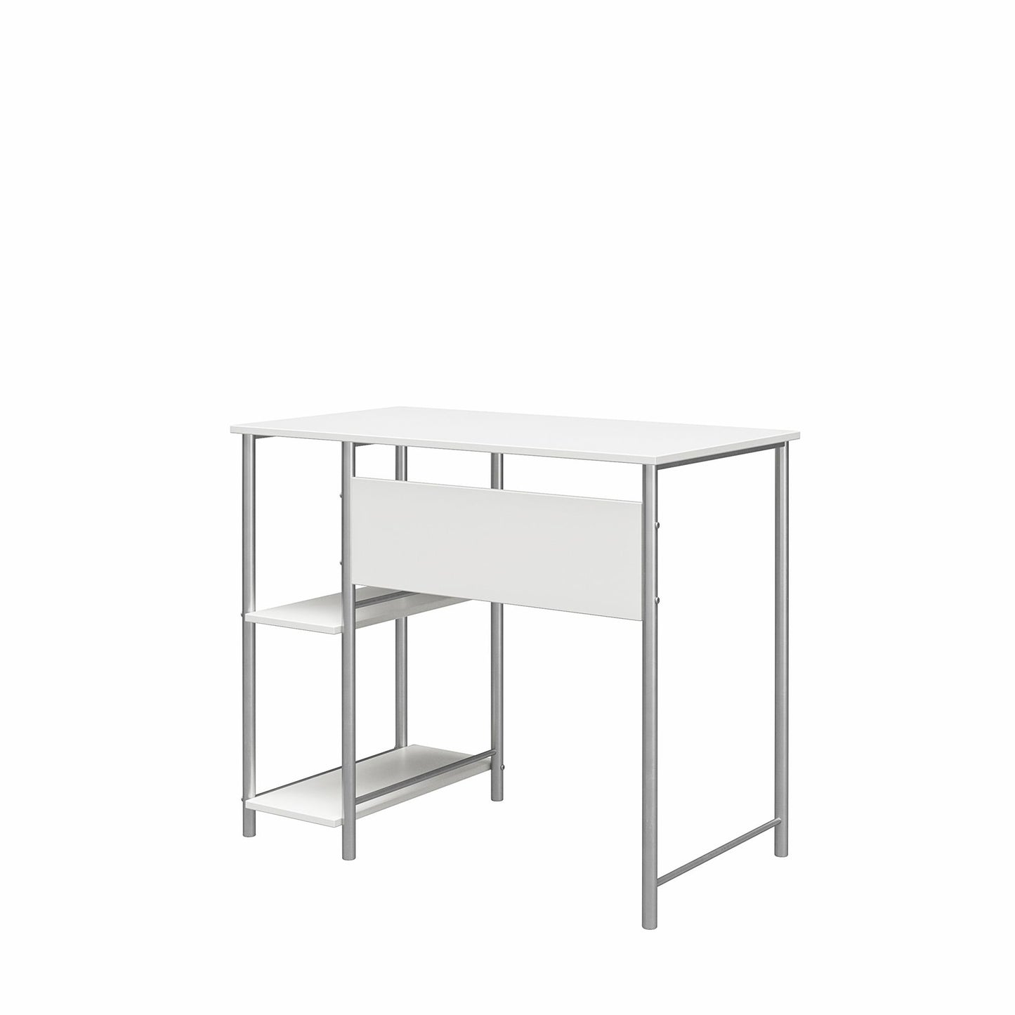 Meridian Metal Student Computer Desk With 2 Side Storage Shelves - White
