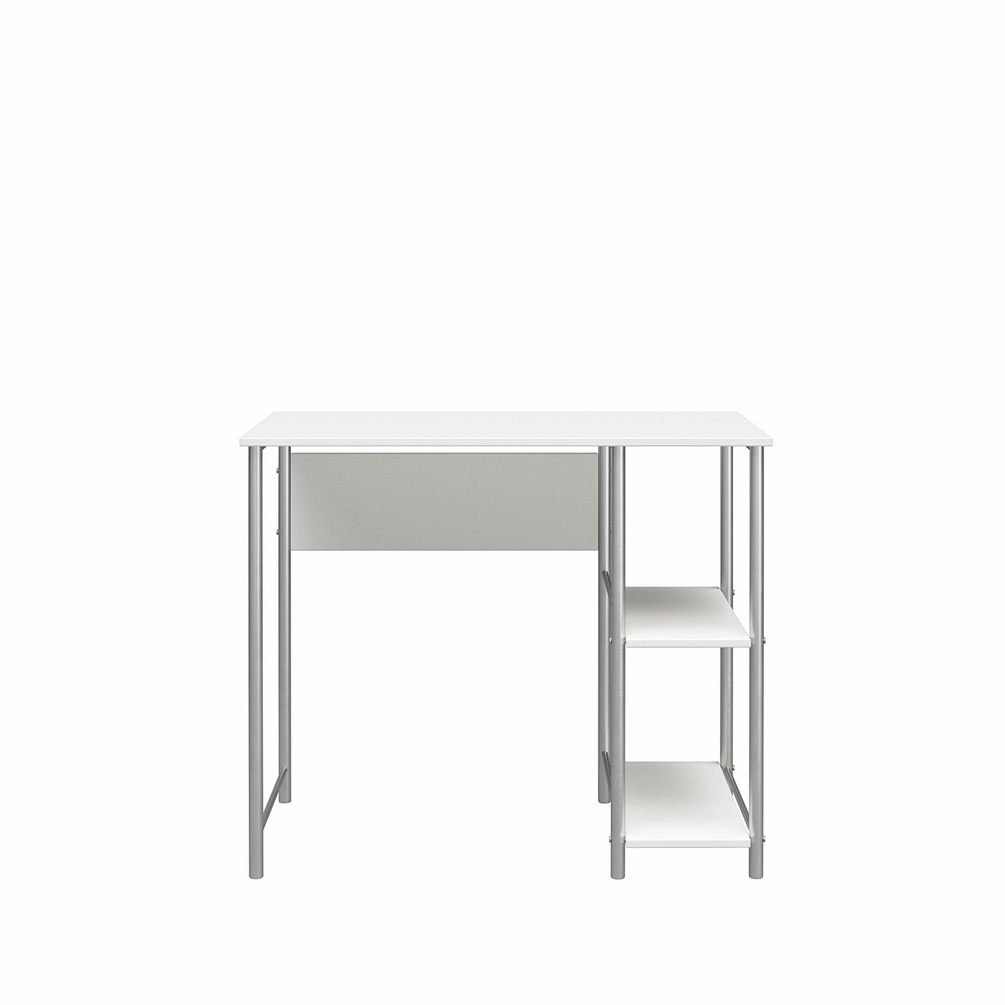 Meridian Metal Student Computer Desk With 2 Side Storage Shelves - White
