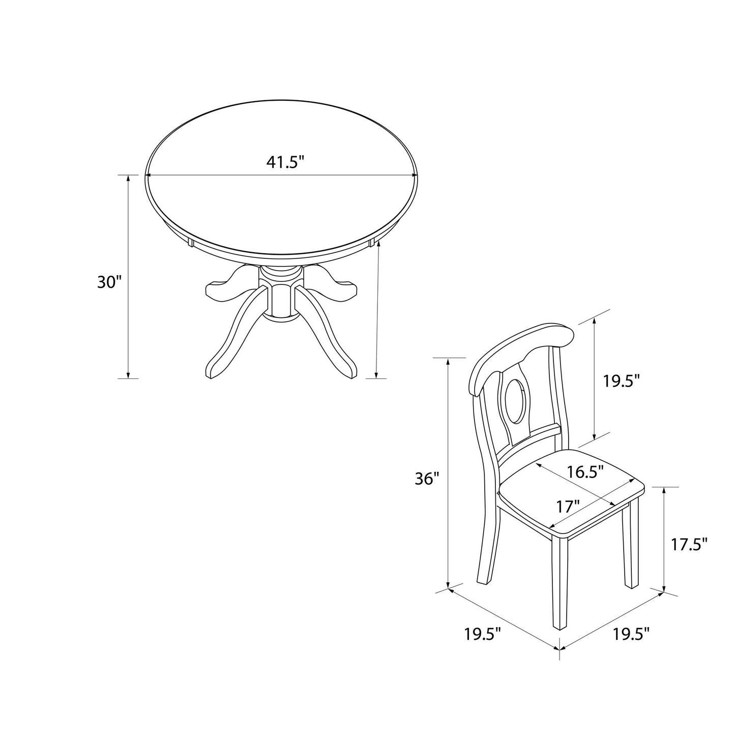 Aubrey 5 Piece Traditional Pedestal Round Dining Table and Chairs Set - White