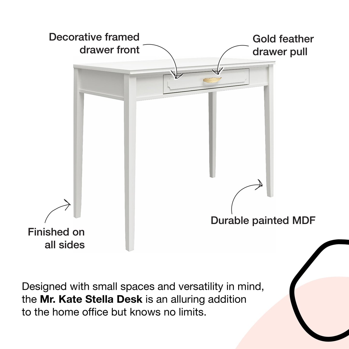 Stella Desk, Graphite Gray - Graphite Grey