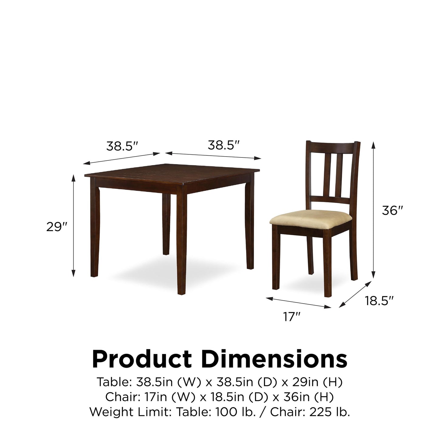Redmond 5 Piece Traditional Dining Set with Table and 4 Chairs - Espresso