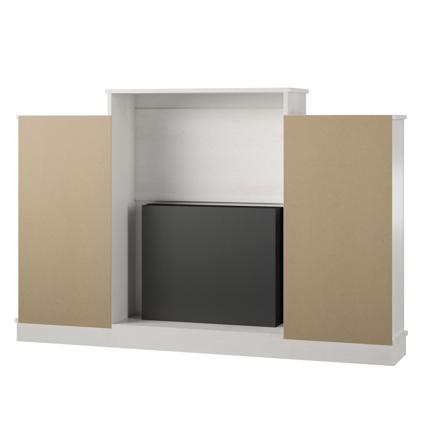 Hawke's Bay Electric Fireplace Mantel with Bookshelves - Ivory Oak