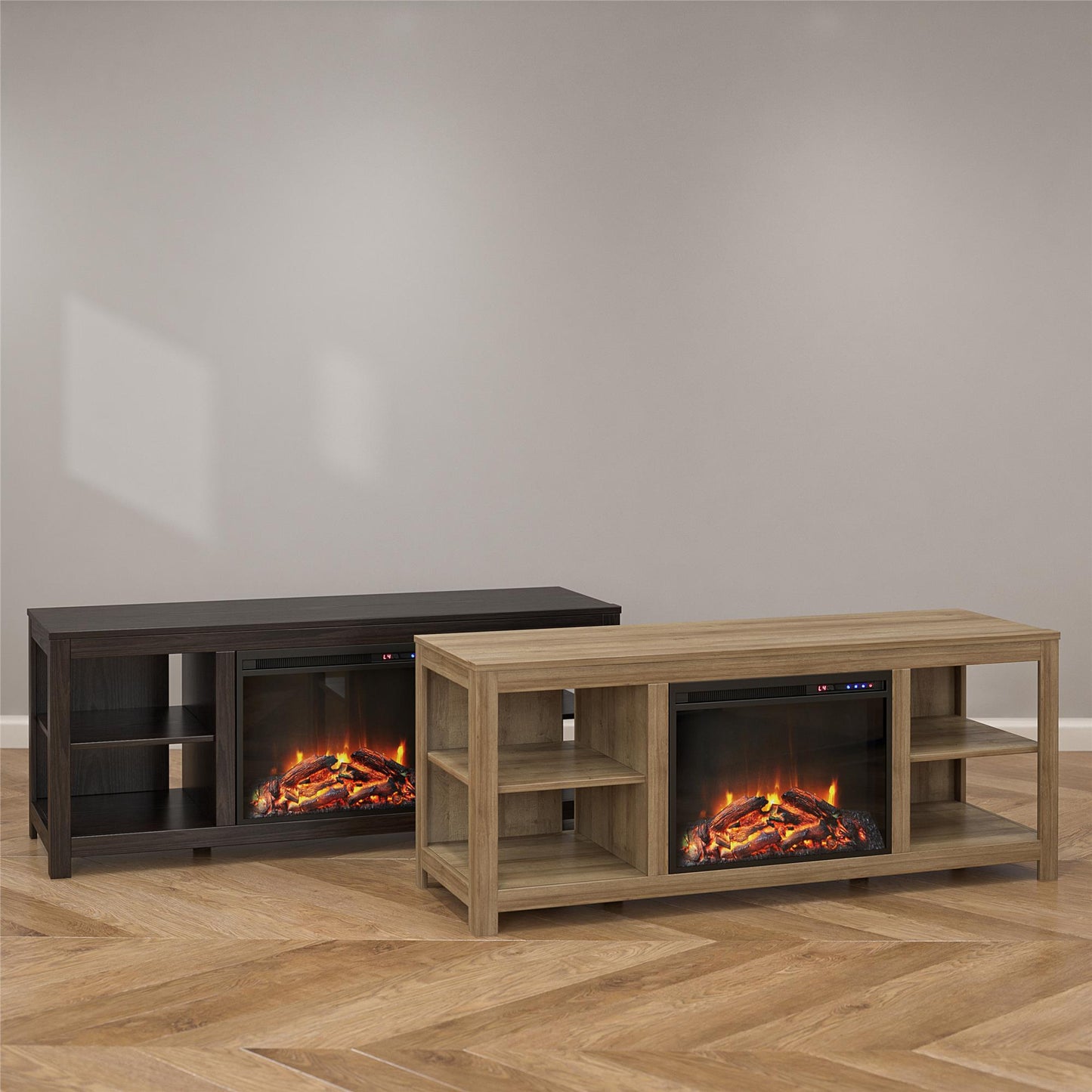Melville Electric Fireplace Console TV Stand for TVs up to 74" - Natural