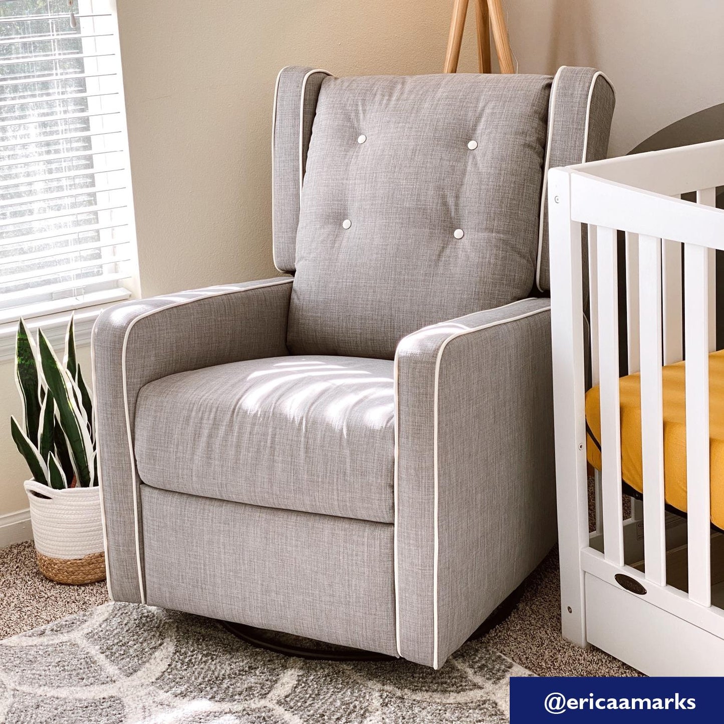 Mikayla Swivel Glider Recliner Chair Pocket Coil Seating - Grey Linen
