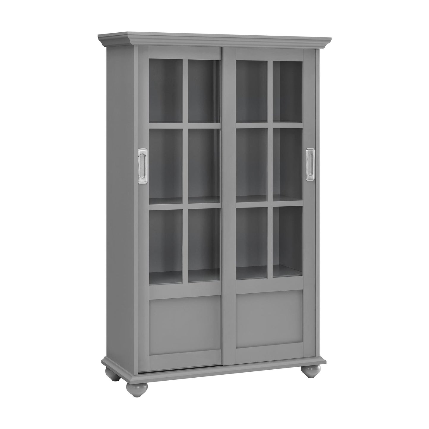 Aaron Lane Bookcase with Sliding Glass Doors - Gray