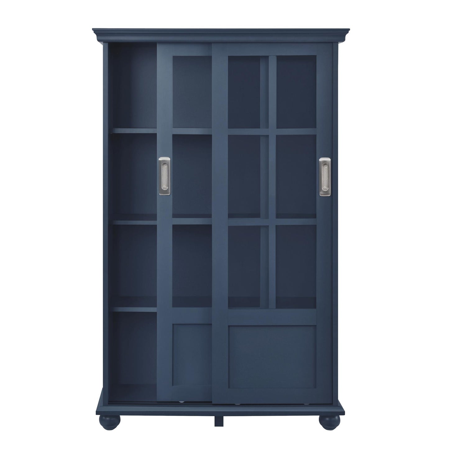 Aaron Lane Tall Bookcase with 2 Sliding Glass Doors - Blue