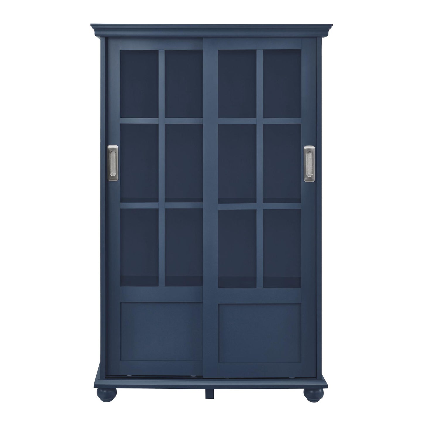 Aaron Lane Tall Bookcase with 2 Sliding Glass Doors - Blue