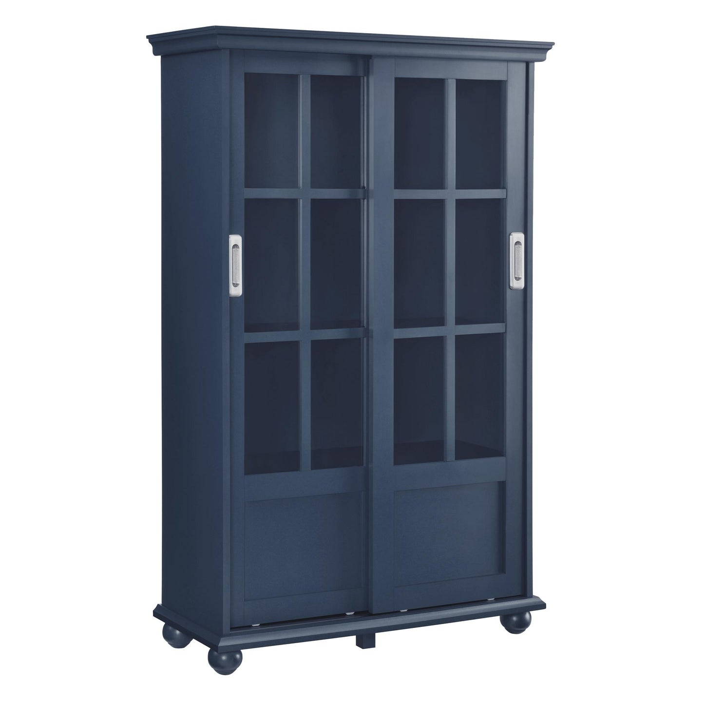 Aaron Lane Tall Bookcase with 2 Sliding Glass Doors - Blue