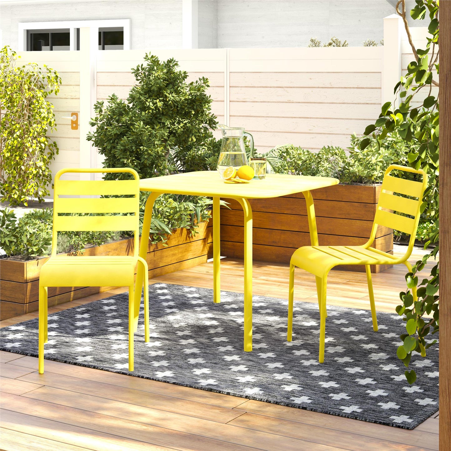 Poolside Gossip June Outdoor/Indoor Stacking Dining Chairs Set - Yellow - 2-Pack