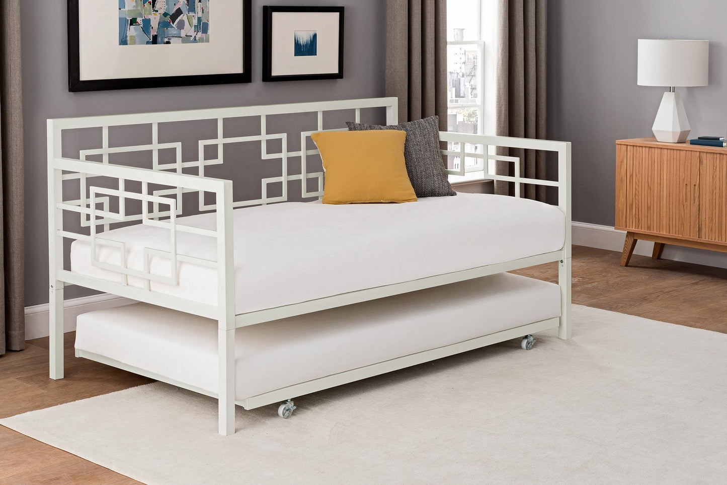 Better Homes & Gardens Twin Daybed with Trundle, Off White Metal - White