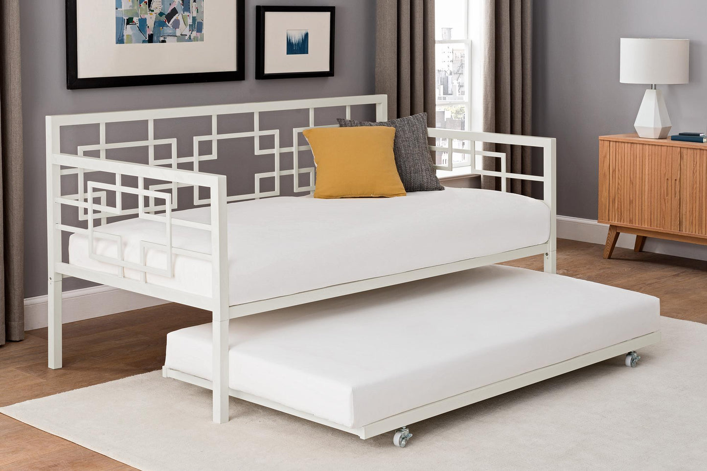 Better Homes & Gardens Twin Daybed with Trundle, Off White Metal - White