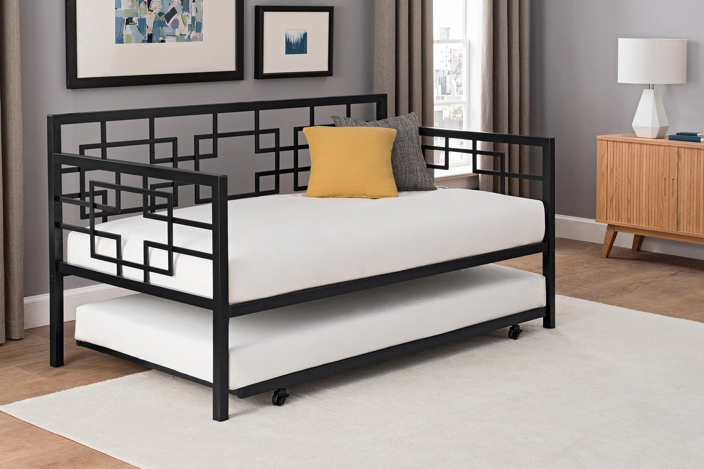Better Homes & Gardens Twin Daybed with Trundle, Black Metal - Black