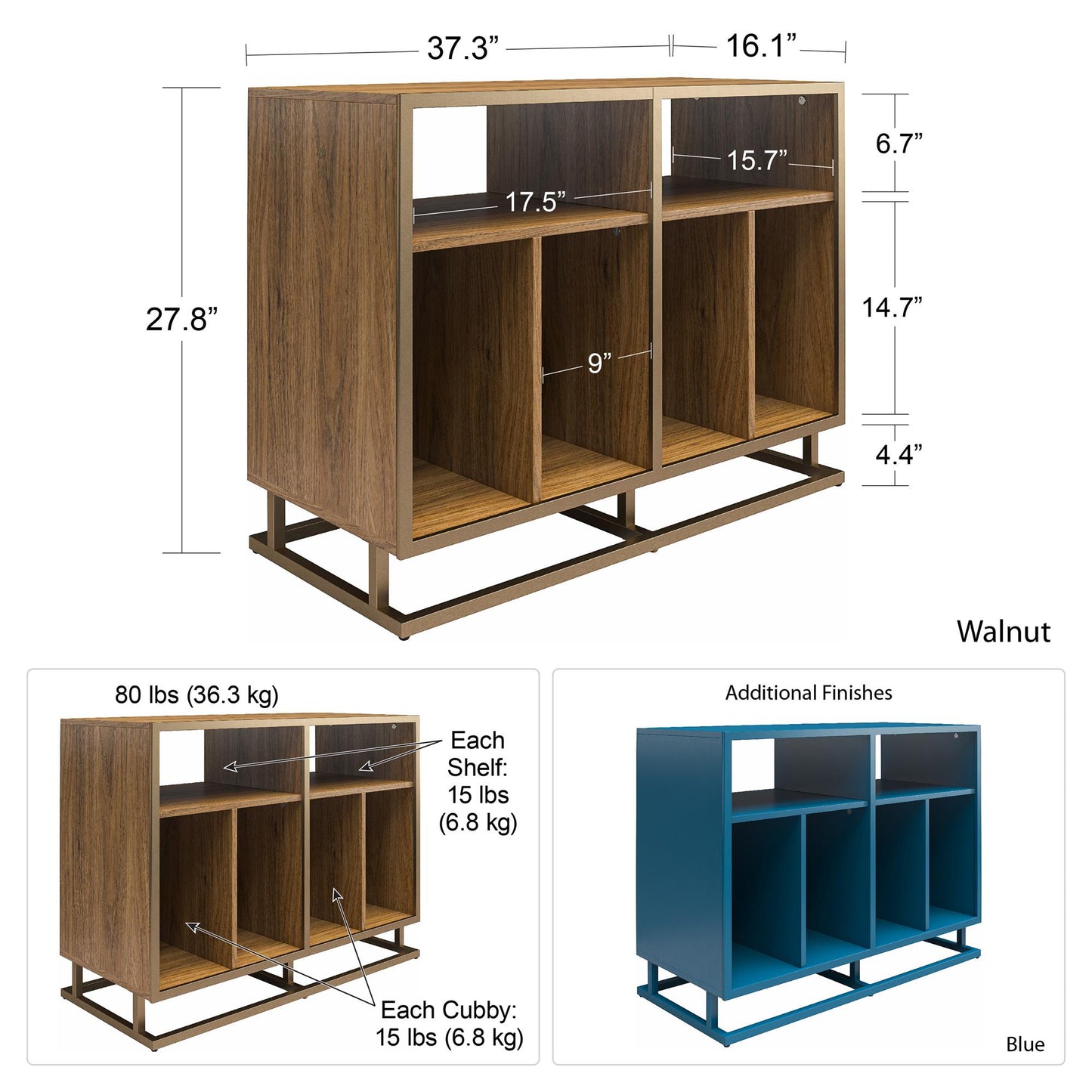 Regal Double Wide Record Station, Blue - Blue