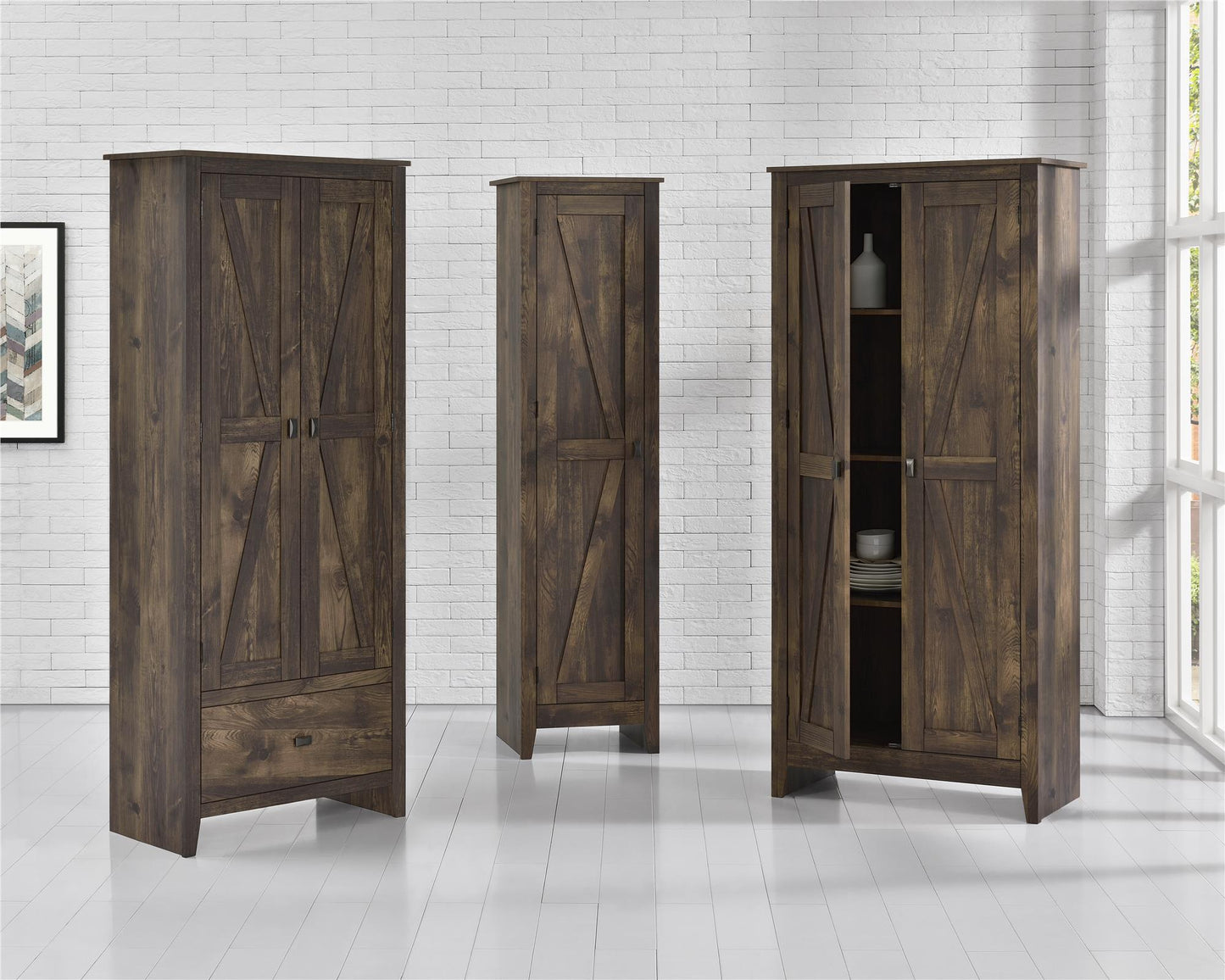 Farmington Rustic Farmhouse 30 Inch Wide Storage Cabinet - Rustic