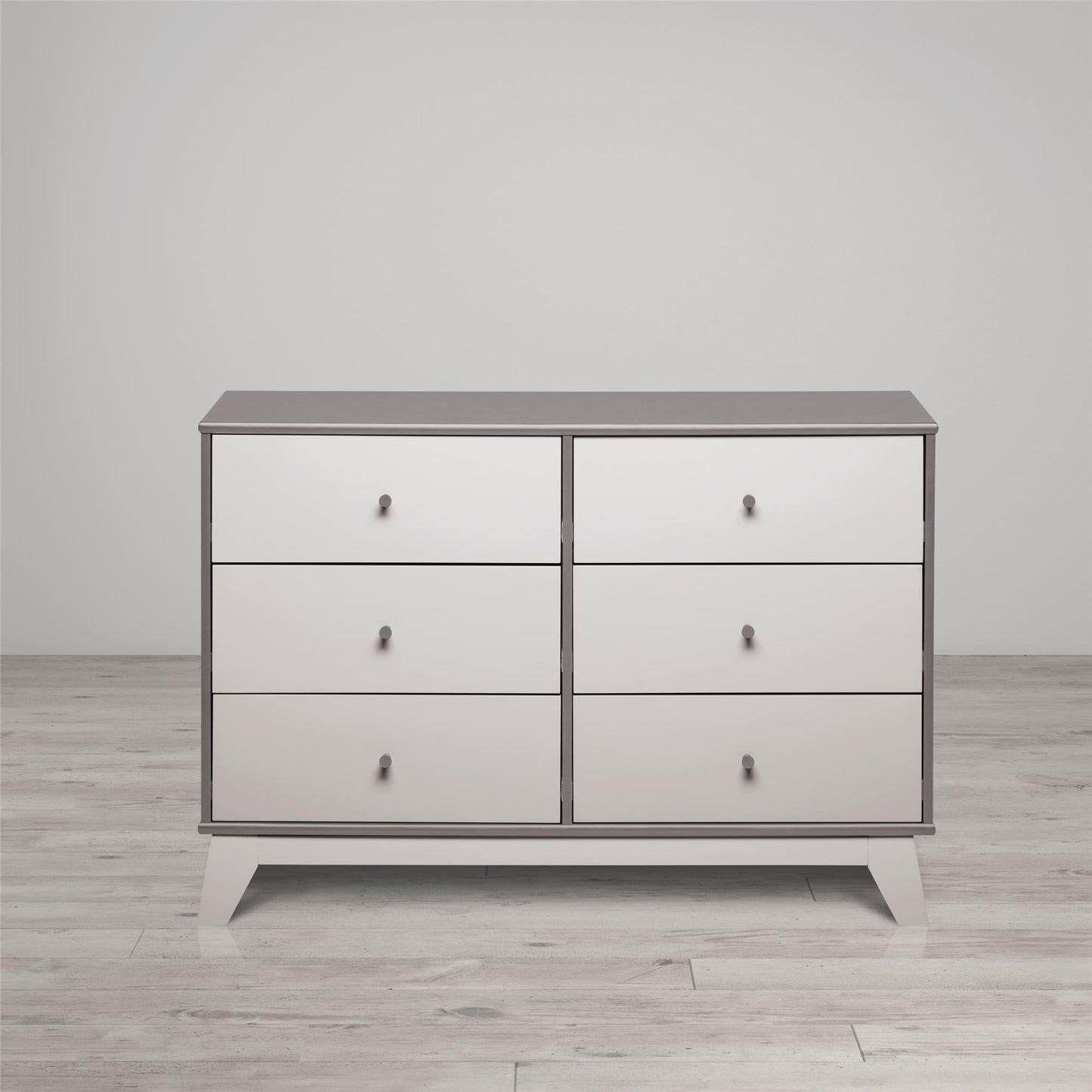 Rowan Valley Flint 6 Drawer Dresser with Solid Wood Angled Feet - Gray